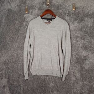 Garret Scott Extra Fine Merino Wool V Neck Long Sleeve Mens Large